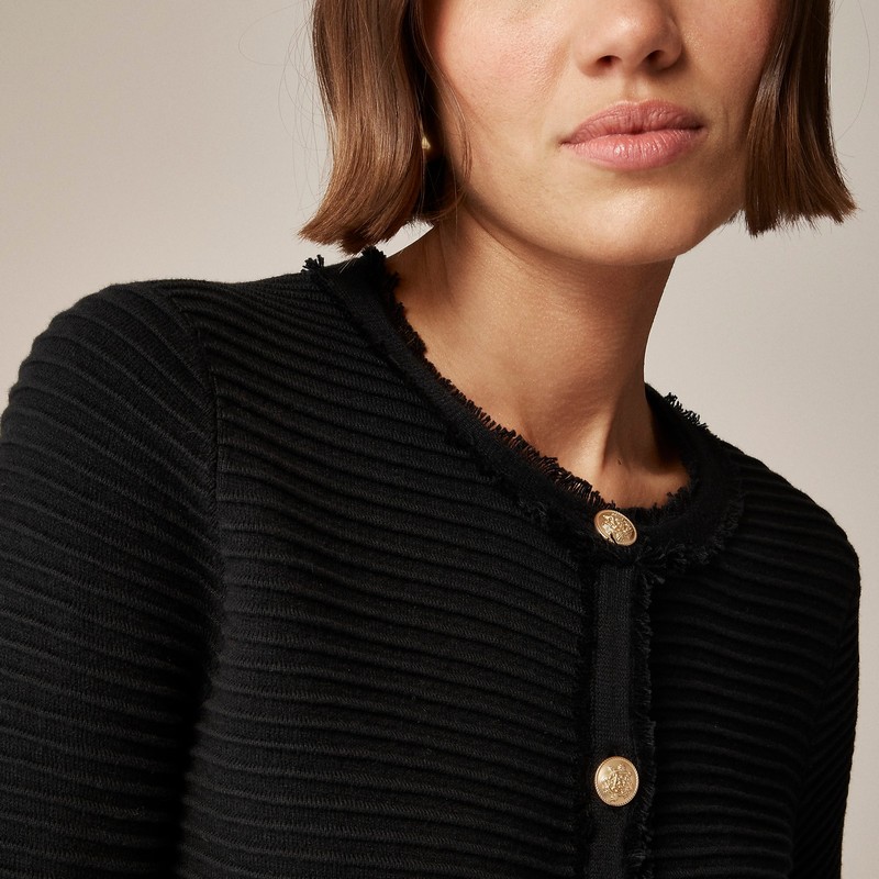 Black J.Crew Emilie sweater lady jacket in textured cotton blend | J.Crew Factory | NFCWS3541