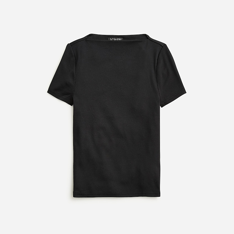 Black J.Crew Fine-rib fitted boatneck T-shirt | J.Crew Factory | PRVHY3201