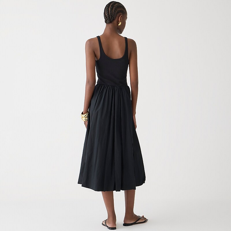 Black J.Crew Fitted tank dress with poplin bubble skirt | J.Crew Factory | HWAMZ1563