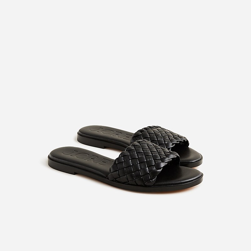 Black J.Crew Georgina woven sandals in metallic leather | J.Crew Factory | JPTDX7236