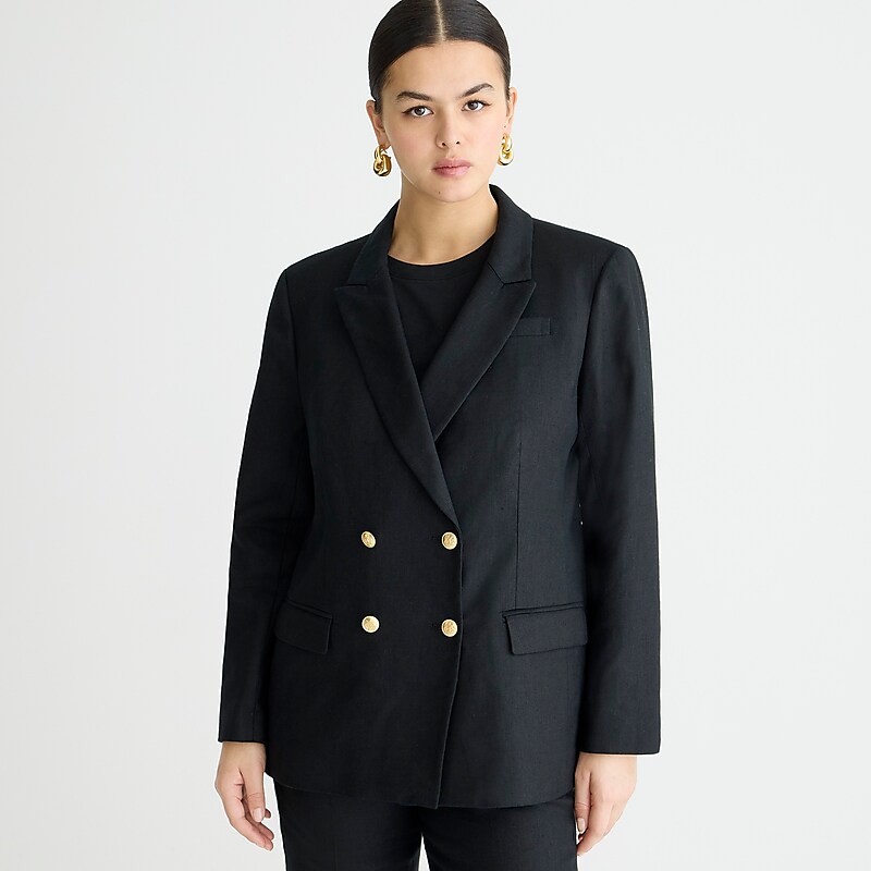 Black J.Crew Greta blazer in stretch linen blend | J.Crew Factory | PUIMR0175