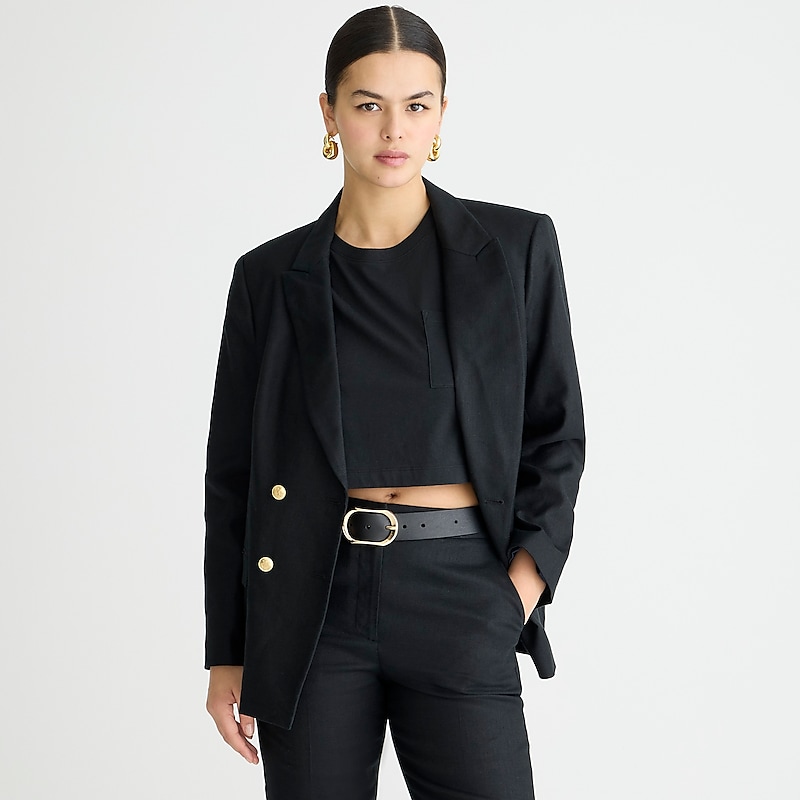 Black J.Crew Greta blazer in stretch linen blend | J.Crew Factory | PUIMR0175