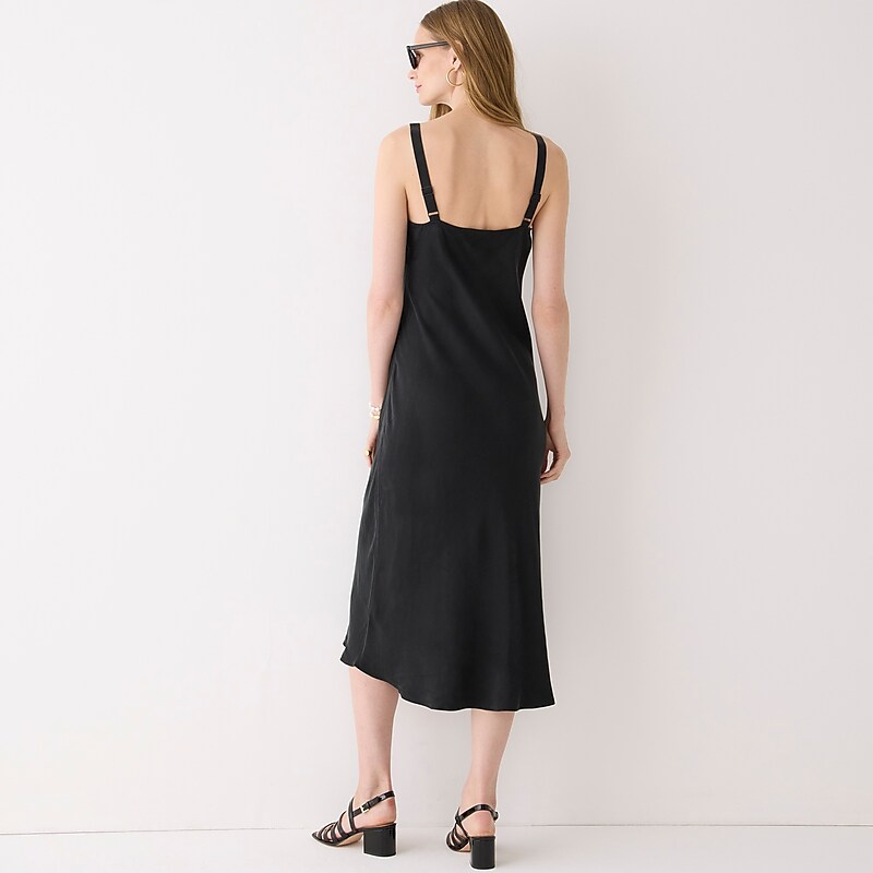 Black J.Crew Gwyneth V-neck slip dress in cupro blend | J.Crew Factory | MGLWV8174