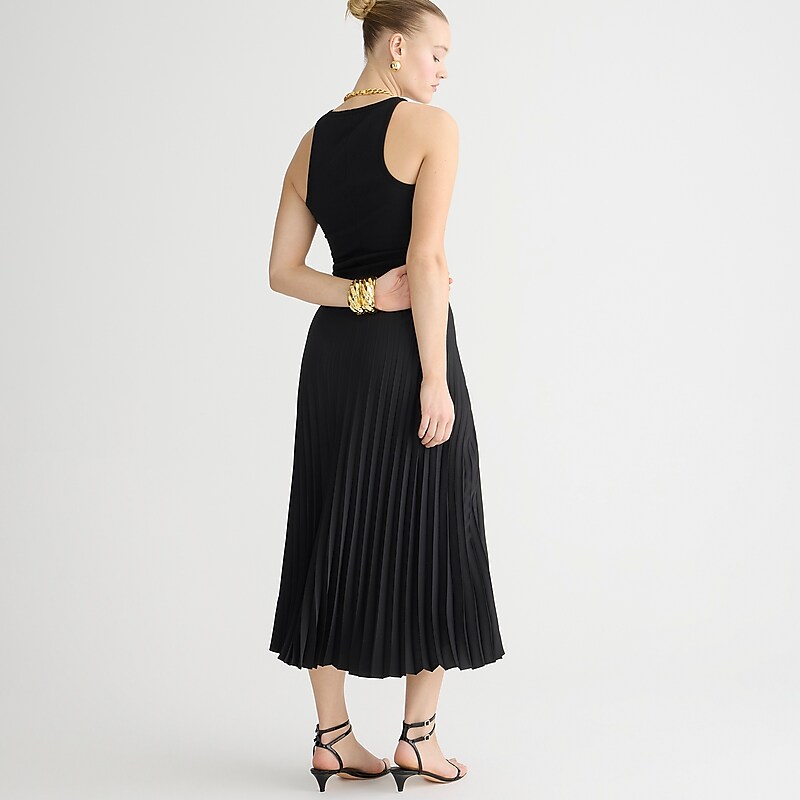 Black J.Crew Gwyneth pleated slip skirt | J.Crew Factory | LXAGI3017