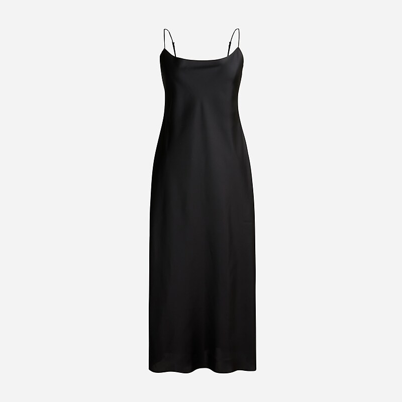 Black J.Crew Gwyneth slip dress luster charmeuse | J.Crew Factory | DNOAJ5614