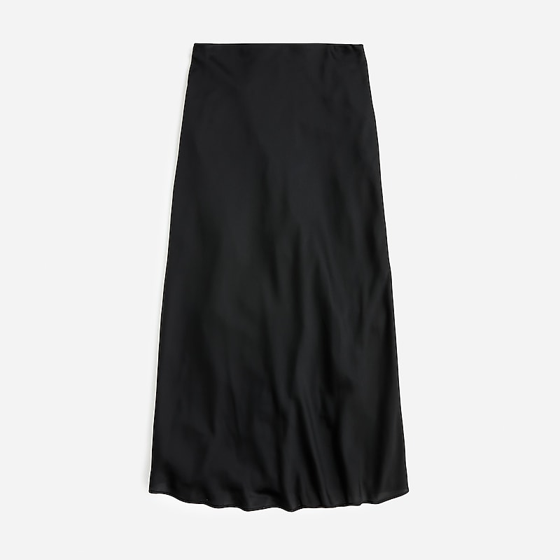 Black J.Crew Gwyneth slip skirt in floral luster charmeuse | J.Crew Factory | BPQTL3705