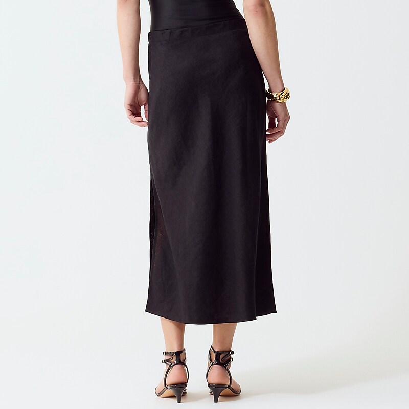 Black J.Crew Gwyneth slip skirt in striped linen | J.Crew Factory | SMXOA5941