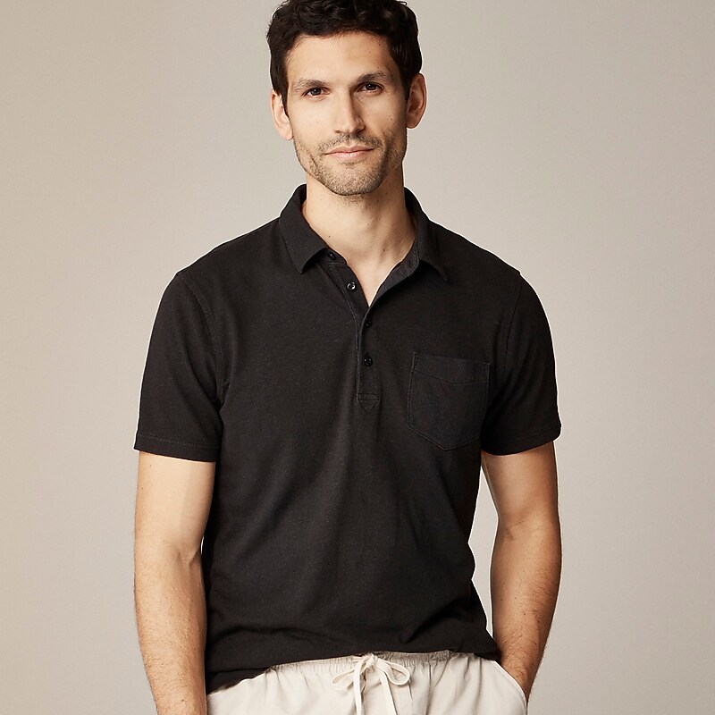 Black J.Crew Hemp-organic cotton blend polo shirt | J.Crew Factory | JPNLR6053