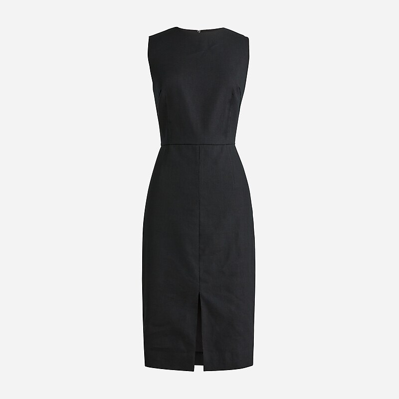 Black J.Crew High-neck sheath dress in stretch linen blend | J.Crew Factory | FDIPU3612