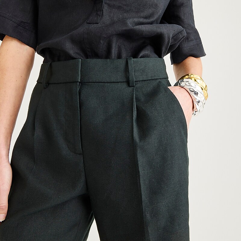 Black J.Crew High-rise trouser short in stretch linen blend | J.Crew Factory | YHKUM6274