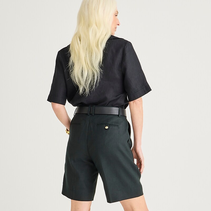 Black J.Crew High-rise trouser short in stretch linen blend | J.Crew Factory | YHKUM6274