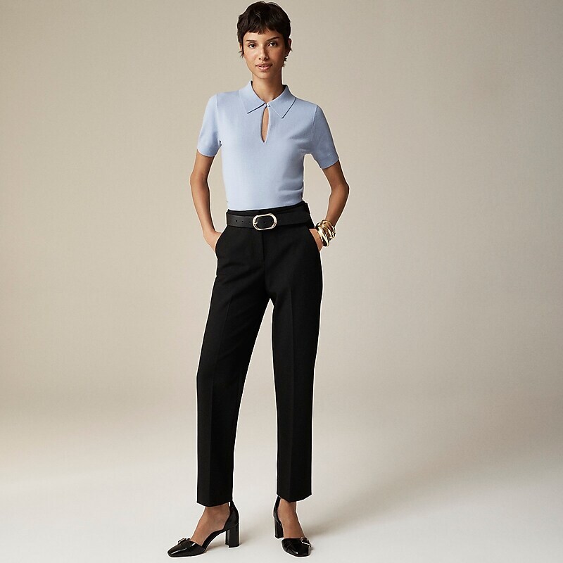 Black J.Crew Kate straight-leg pant in bi-stretch cotton blend | J.Crew Factory | ATLJK8172