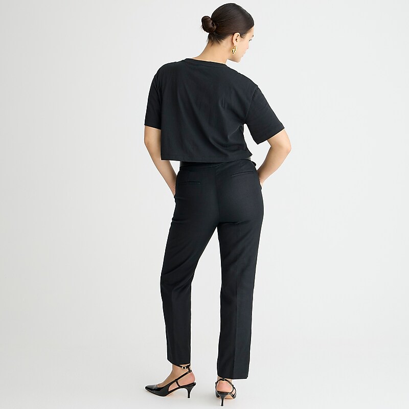 Black J.Crew Kate straight-leg pant in stretch linen blend | J.Crew Factory | XQOPC6125