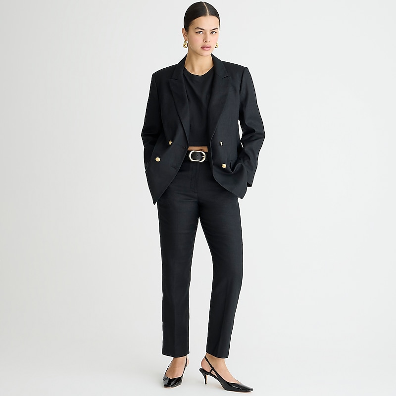 Black J.Crew Kate straight-leg pant in stretch linen blend | J.Crew Factory | XQOPC6125