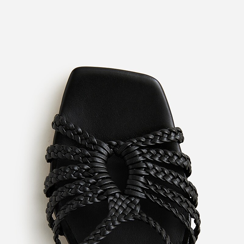 Black J.Crew Layne braided sandal heels in leather | J.Crew Factory | ZEAYI3590