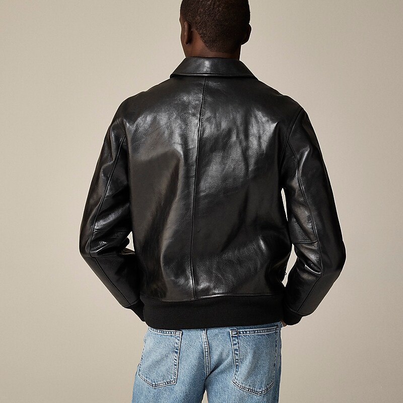 Black J.Crew Limited-edition flight jacket in Italian leather | J.Crew Factory | QEUAD0178