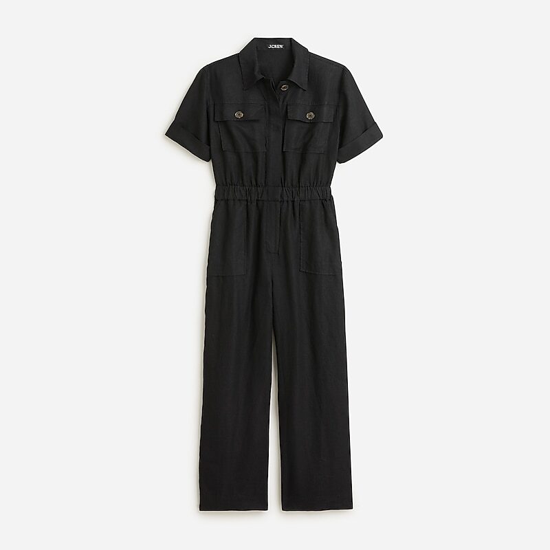 Black J.Crew Linen jumpsuit | J.Crew Factory | USPTH6579