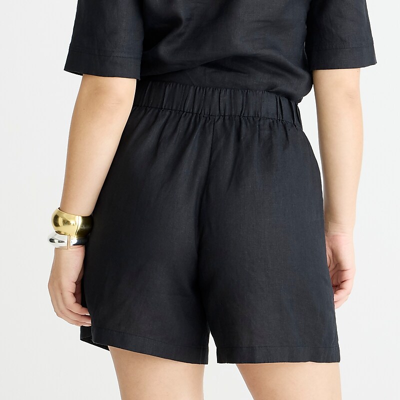 Black J.Crew Long Tropez short in linen | J.Crew Factory | CVRIY5297