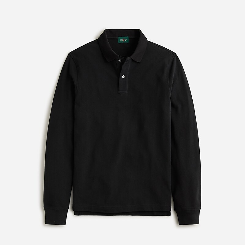 Black J.Crew Long-sleeve classic piqué polo shirt | J.Crew Factory | PGNAB5367