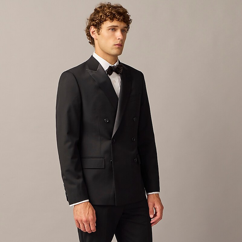 Black J.Crew Ludlow Slim-fit double-breasted tuxedo jacket in Italian wool | J.Crew Factory | HFXZV6537