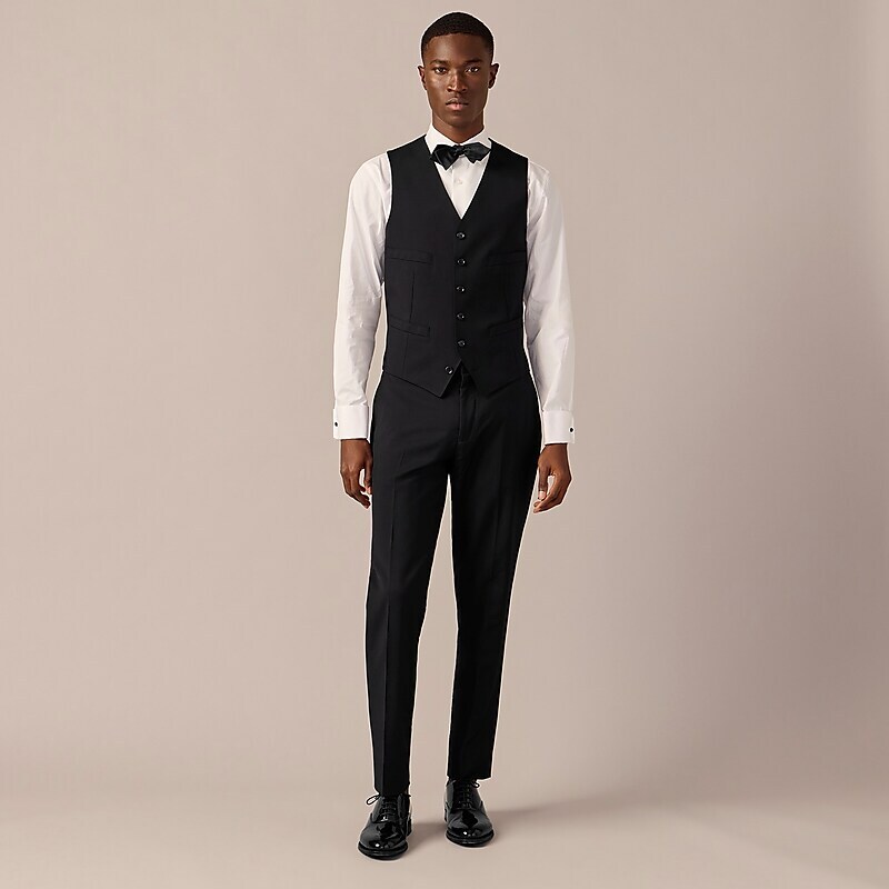 Black J.Crew Ludlow Slim-fit tuxedo pant in Italian wool | J.Crew Factory | GIYOQ3247