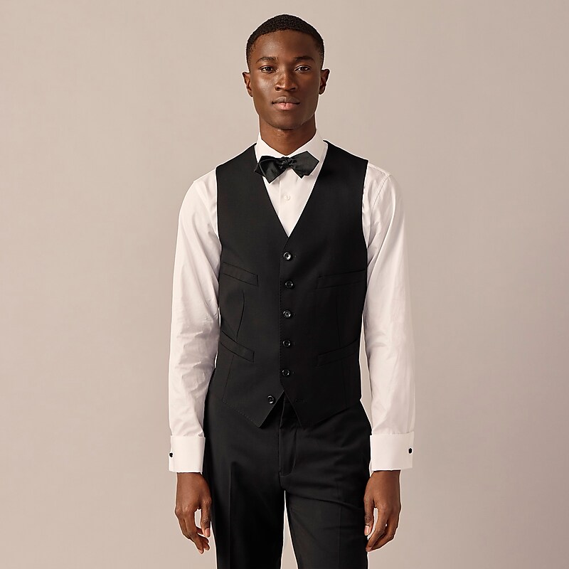 Black J.Crew Ludlow Slim-fit tuxedo vest in Italian wool | J.Crew Factory | GSZHE7598