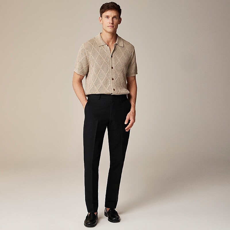 Black J.Crew Ludlow Slim-fit unstructured suit pant in Irish cotton-linen blend | J.Crew Factory | GCOEJ4018