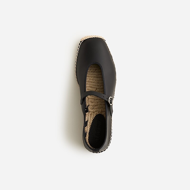 Black J.Crew Made-in-Spain Mary Jane espadrilles in leather | J.Crew Factory | ZGWMN1826