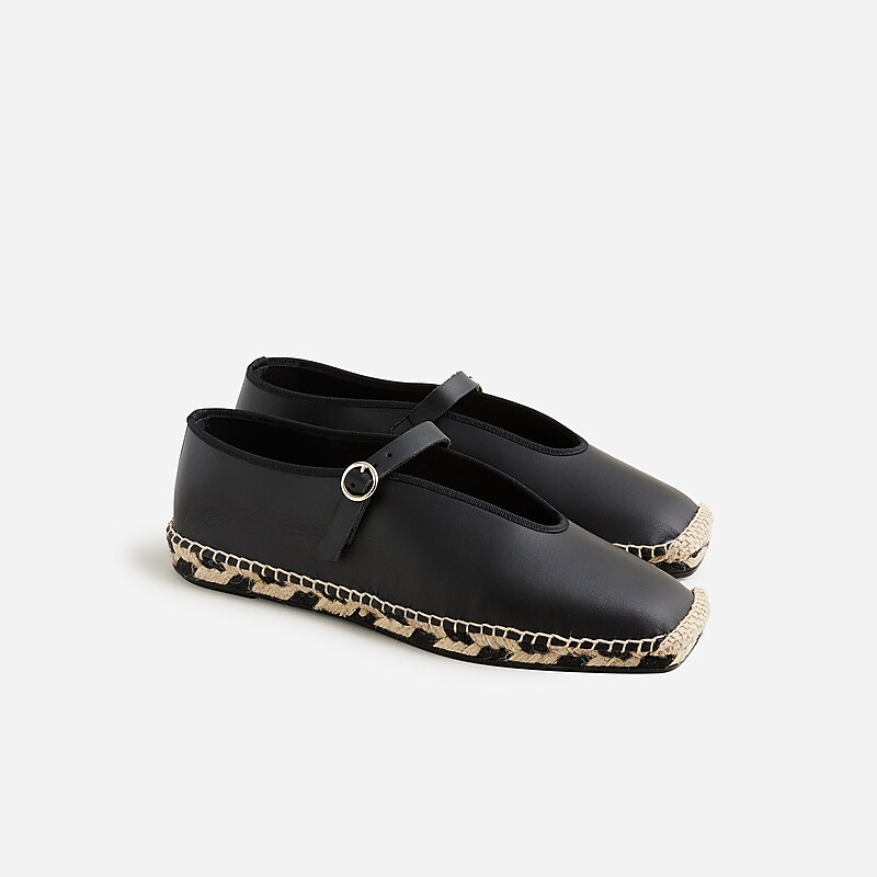 Black J.Crew Made-in-Spain Mary Jane espadrilles in leather | J.Crew Factory | ZGWMN1826