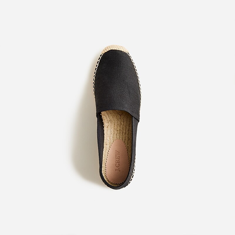 Black J.Crew Made-in-Spain espadrille flats in linen | J.Crew Factory | LWQBX5248