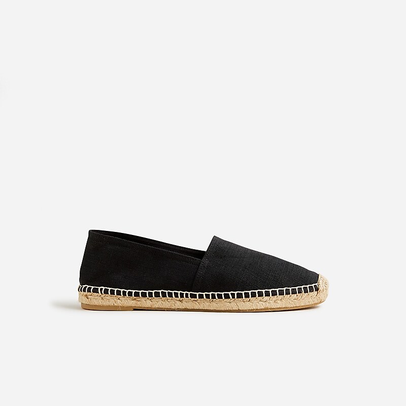 Black J.Crew Made-in-Spain espadrille flats in linen | J.Crew Factory | LWQBX5248