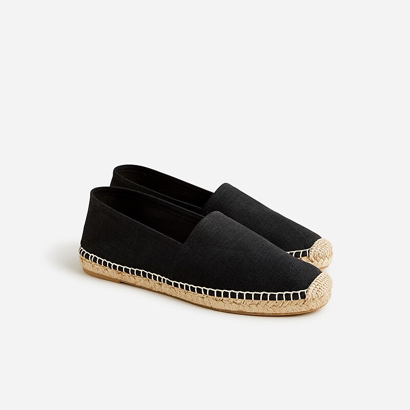 Black J.Crew Made-in-Spain espadrille flats in linen | J.Crew Factory | LWQBX5248