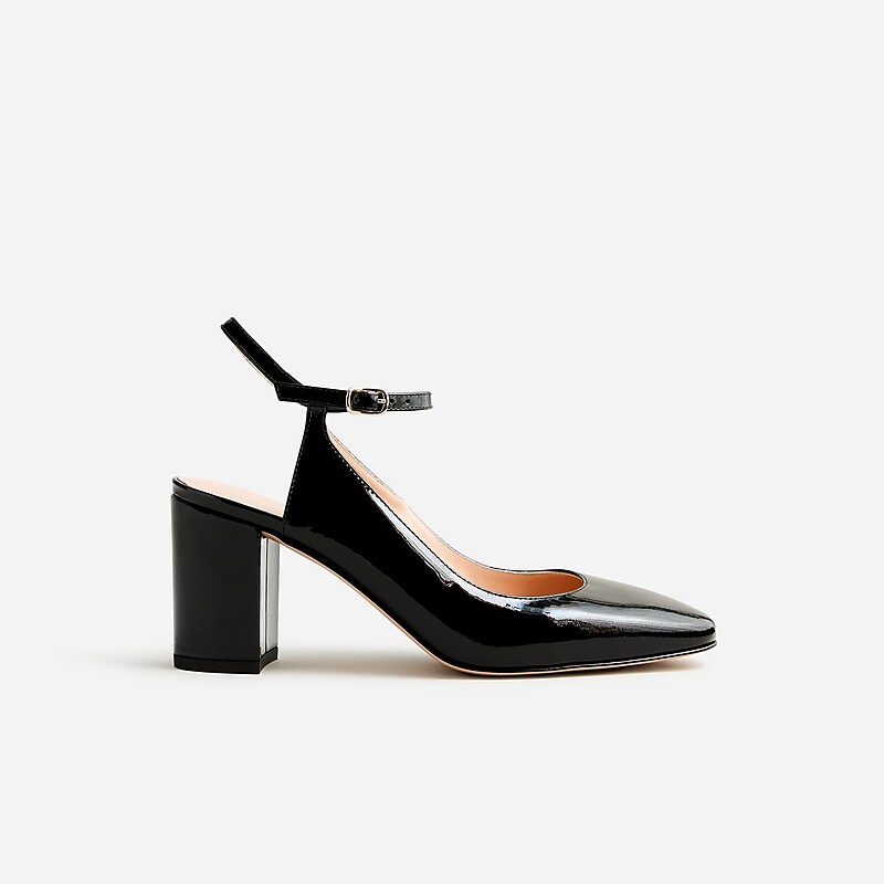 Black J.Crew Maisie ankle-strap heels in patent leather | J.Crew Factory | JCKXS5023