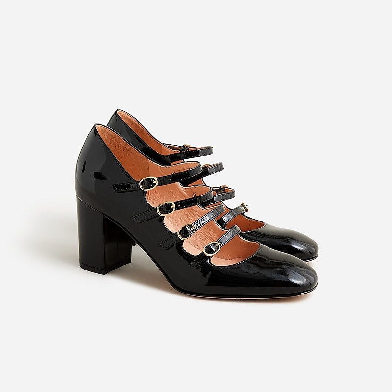 Black J.Crew Maisie multistrap heels in patent leather | J.Crew Factory | WCOMF1467