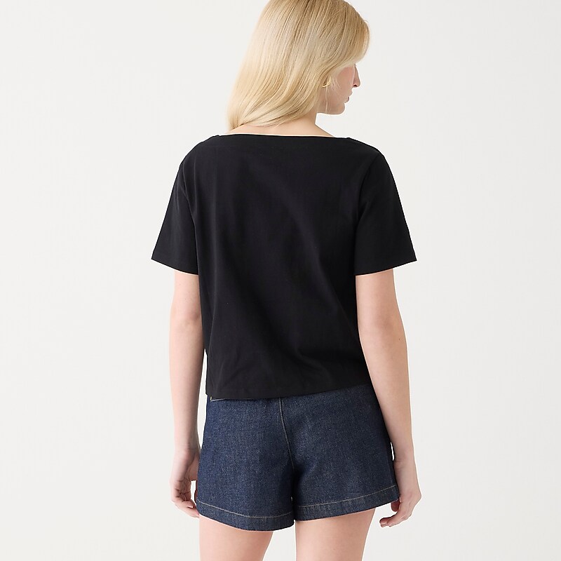 Black J.Crew Mariner cloth short-sleeve T-shirt with buttons | J.Crew Factory | NMVYB1896