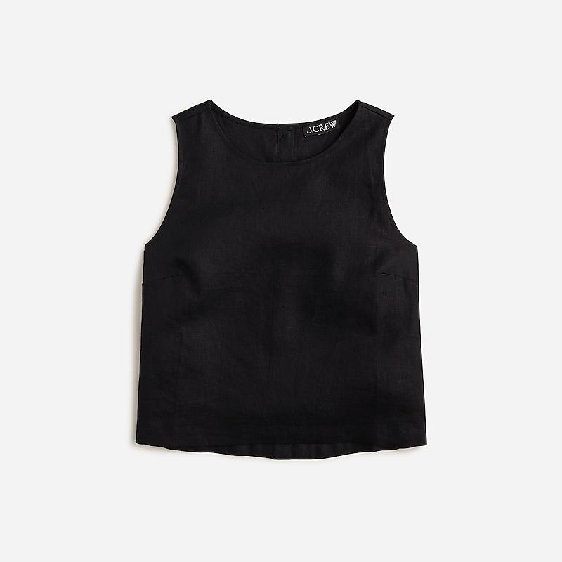 Black J.Crew Maxine button-back top in linen | J.Crew Factory | TQUWH1685