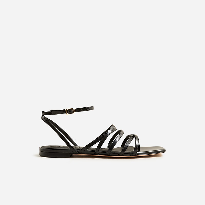 Black J.Crew New Capri strappy sandals in metallic leather | J.Crew Factory | HYGZL4957