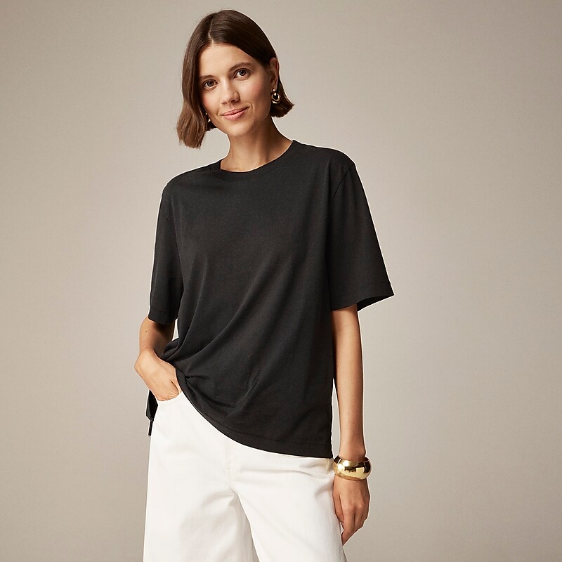 Black J.Crew Pima cotton relaxed T-shirt | J.Crew Factory | XSNGK7640