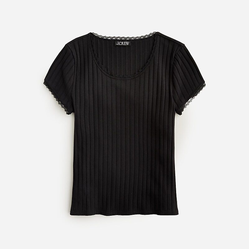 Black J.Crew Pointelle short-sleeve T-shirt | J.Crew Factory | AOLKG4597