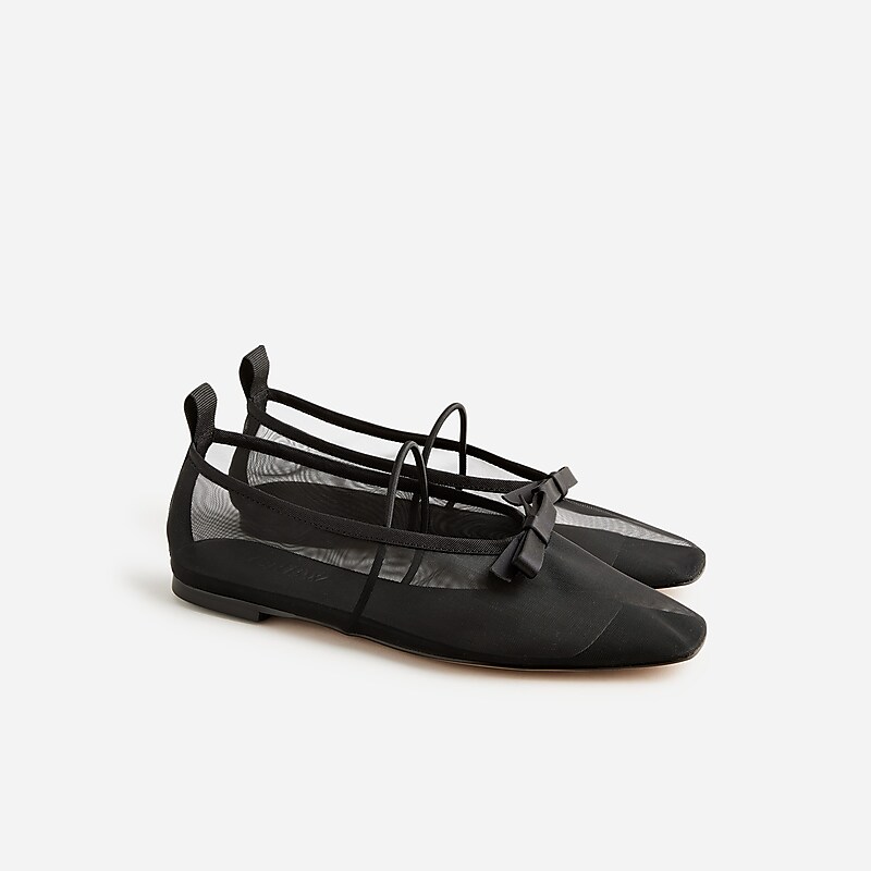 Black J.Crew Quinn Mary Jane ballet flats in mesh | J.Crew Factory | CJLFW6432