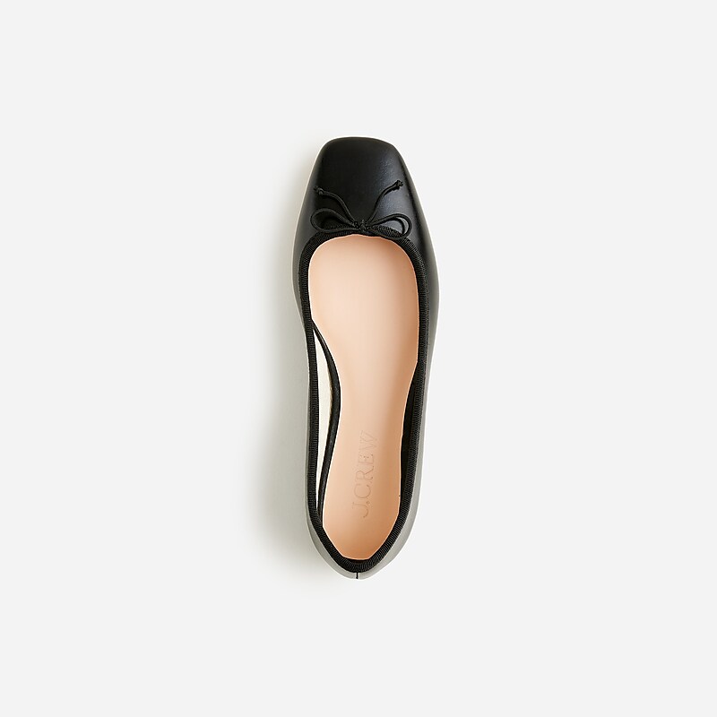 Black J.Crew Quinn square-toe ballet flats in leather | J.Crew Factory | ATRDW8941