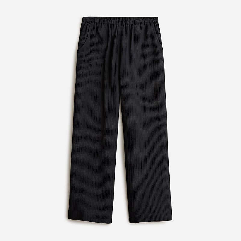 Black J.Crew Relaxed beach pant in striped airy gauze | J.Crew Factory | IGNXY5027