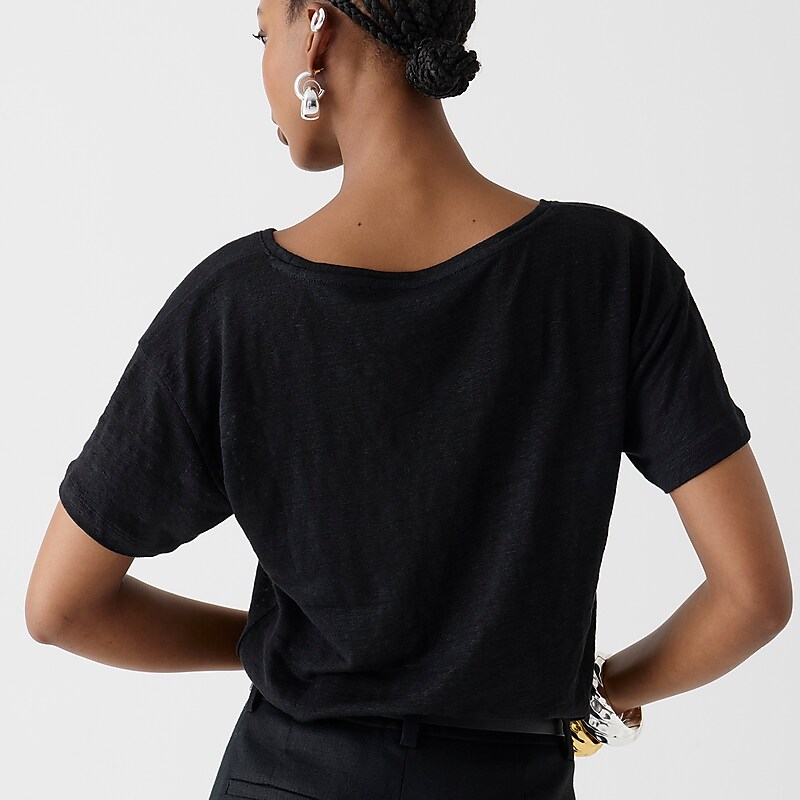 Black J.Crew Relaxed linen T-shirt | J.Crew Factory | FGUMO4713