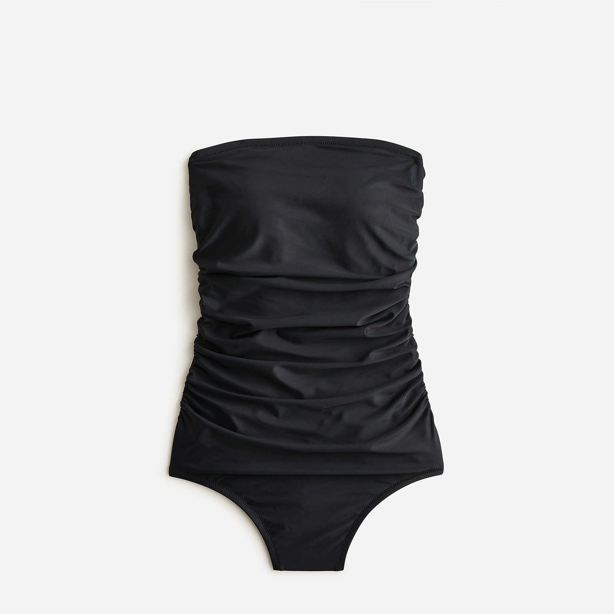 Black J.Crew Ruched bandeau one-piece swimsuit | J.Crew Factory | FTPUA4695