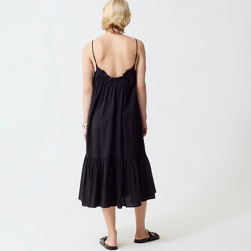 Black J.Crew Ruffle beach dress airy gauze | J.Crew Factory | DJTUM4687