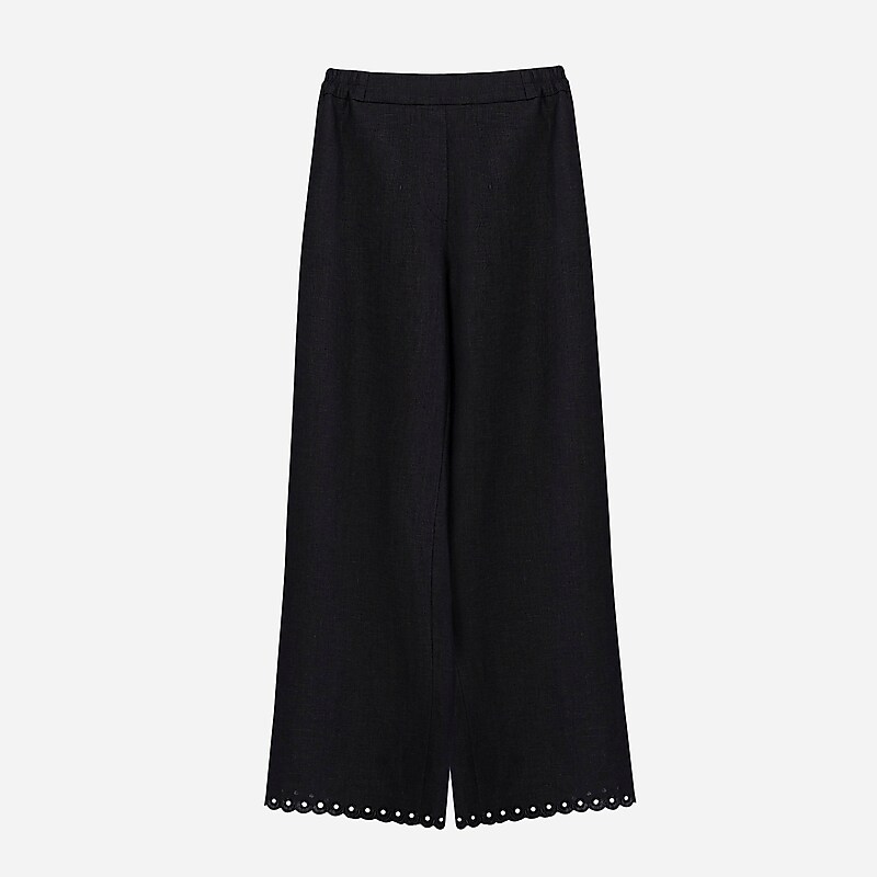 Black J.Crew SLEEPER Sofia linen embroidered pant | J.Crew Factory | JAEPX3195