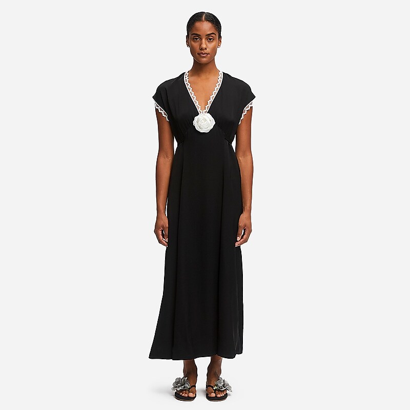 Black J.Crew SLEEPER The Genus Rosa satin dress | J.Crew Factory | HFYKG3910