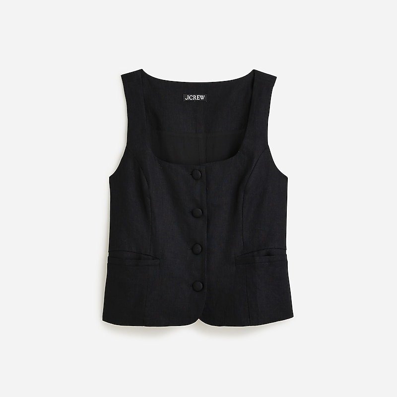 Black J.Crew Scoopneck linen-blend vest | J.Crew Factory | FPSJU4621