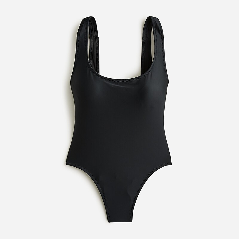 Black J.Crew Scoopneck one-piece swimsuit in stripe | J.Crew Factory | HZLOJ9260