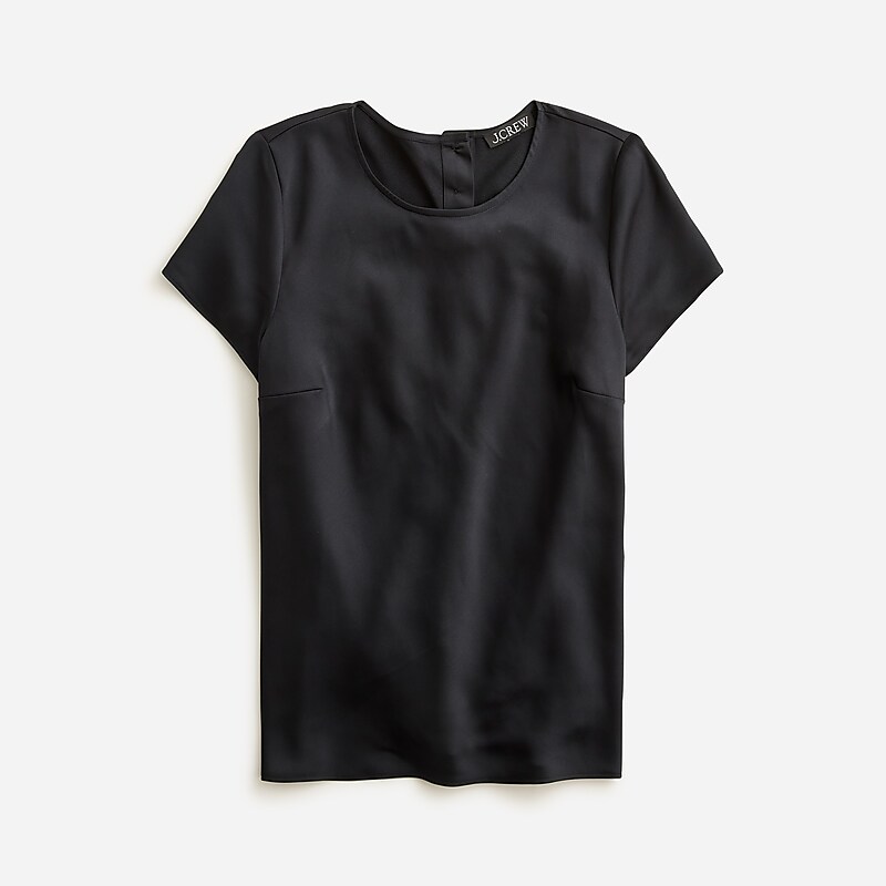 Black J.Crew Short-sleeve button-back top in everyday crepe | J.Crew Factory | FZSHR7693